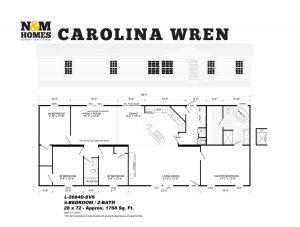 Displaying Carolina Wren 28x72 mobile home floorplan