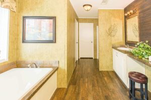 Displaying Bluebird master bath with upgraded vanity design