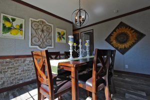 Showing rustic double wide dining room near kitchen