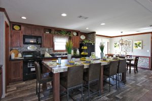 Displaying rustic double wide kitchen with large pantry