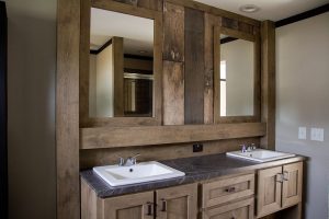 Showing bedroom with rustic residential finishes