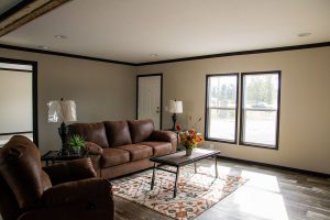 Displaying farmhouse style dining room interior