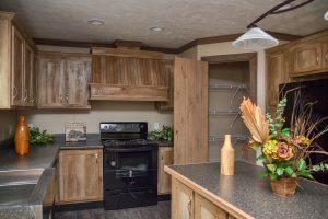 Showing manufactured home exterior with upgraded design