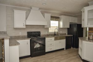 Displaying kitchen interior with modern cabinet details