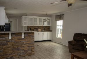 Showing white country kitchen with modern home design