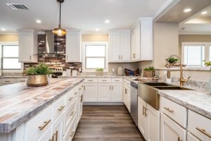 Showing Mallard kitchen workspace with modern cabinetry