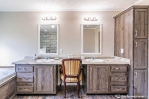 Highlighting bathroom vanity and fixtures in home