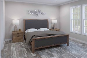 Displaying custom mobile home bedroom with spacious interior