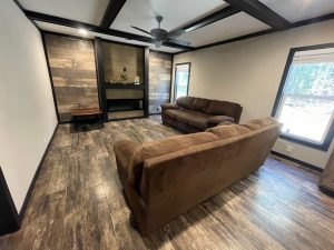 Displaying updated residential bathroom inside land home