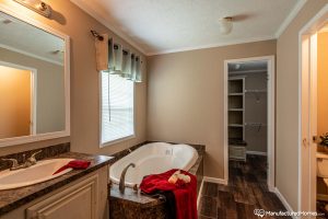 Presenting updated bathroom design inside mobile home property